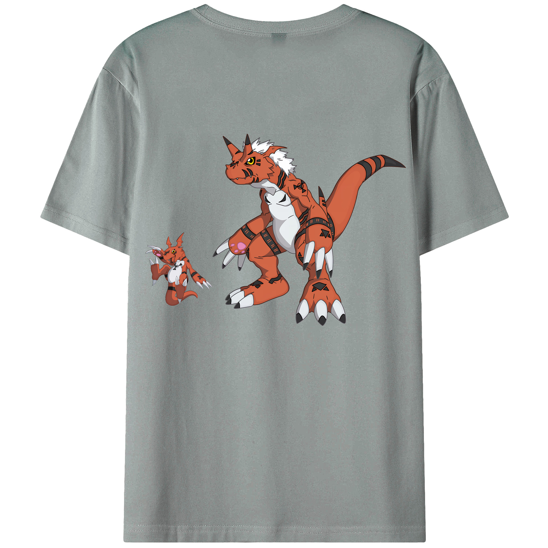 （画像用） Digimon デジタルモンスター/デジモン 綿100％ メンズ半袖Tシャツ（バックプリント） 通気性